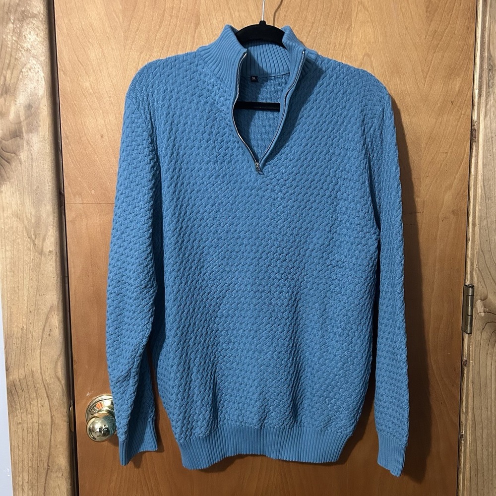 Sweater Mens Extra Large Blue Quarter 1/4 Zip Classic Fit Pullover XL